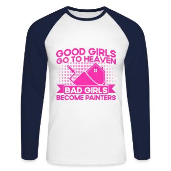 Painter Tradesman Decorator Gift - Unisex Long Sleeve Baseball T-Shirt - white/navy - Front - Nik (191cm)