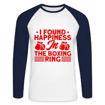 Trouvé de la chance dans le cadeau de boxe de ring boxing - T-shirt baseball manches longues Homme - blanc/marine - Devant - Nik (191cm)