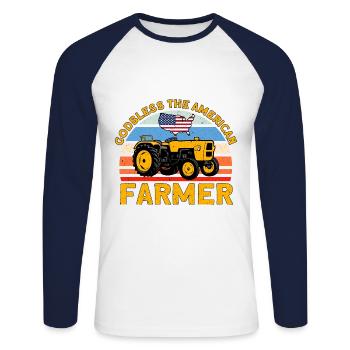 Tractor Cattle Breeder Farmer Gift - Unisex Long Sleeve Baseball T-Shirt - white/navy - Front - Nik (191cm)