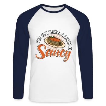 Noodles Noodle Lover Lasagna Spaghetti Gift - Unisex Long Sleeve Baseball T-Shirt - white/navy - Front - Nik (191cm)