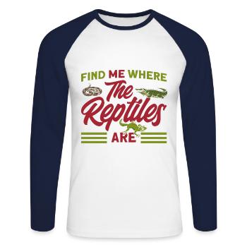 Reptiles Reptile Lovers Lézards Cadeau - T-shirt baseball manches longues Homme - blanc/marine - Devant - Nik (191cm)