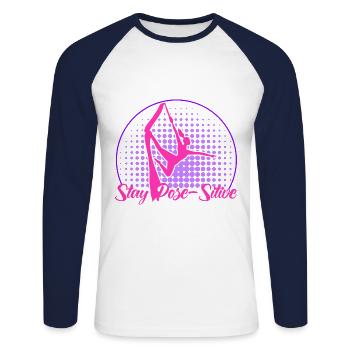 Aerial Yoga Workout Aerial Yoga Gymnasts Lufta - Unisex Long Sleeve Baseball T-Shirt - white/navy - Front - Nik (191cm)