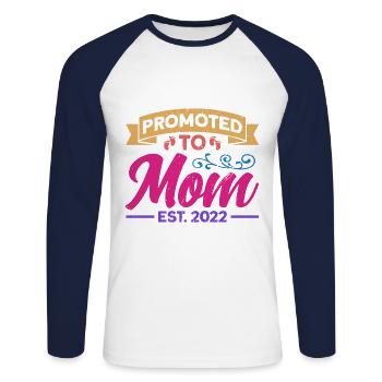 Cadeau de maman de famille assorti - T-shirt baseball manches longues Homme - blanc/marine - Devant - Nik (191cm)