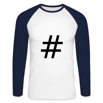 Hashtag - T-shirt baseball manches longues Homme - blanc/marine - Devant - Nik (191cm)