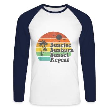Summer Sonnenaufgang Sonnenuntergang Sommerurlaub - Unisex Baseballshirt langarm - Weiß/Navy - Vorne - Nik (191cm)