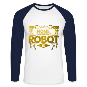 Robotics Engineer Teacher Technology Gift - Unisex Long Sleeve Baseball T-Shirt - white/navy - Front - Nik (191cm)