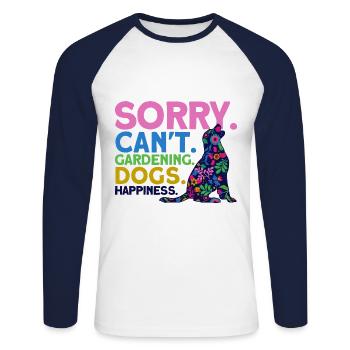 Chien Jardinage Hobby Jardinier Cadeau - T-shirt baseball manches longues Homme - blanc/marine - Devant - Nik (191cm)