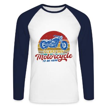 Chopper Motorcycle Biker Biker Gift - Unisex Long Sleeve Baseball T-Shirt - white/navy - Front - Nik (191cm)