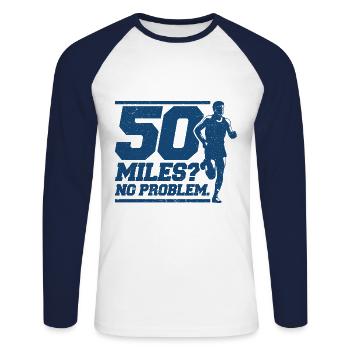 Ultramarathon Trail Running Ultramarathon Runner Ges - T-shirt baseball manches longues Homme - blanc/marine - Devant - Nik (191cm)