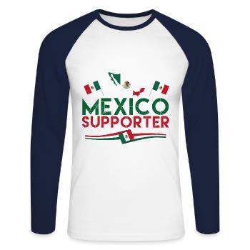 fan de Mexico supporter. Supporter de Mexique. - T-shirt baseball manches longues Homme - blanc/marine - Devant - Nik (191cm)