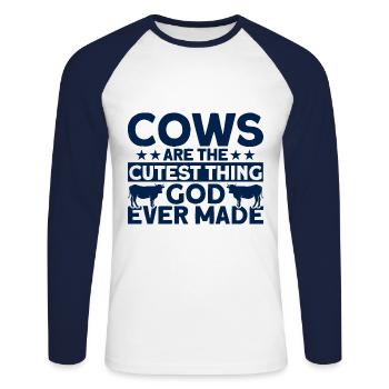 Kühe sind die süßeste Sache Kuh Geschenk - Unisex Baseballshirt langarm - Weiß/Navy - Vorne - Nik (191cm)