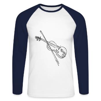 Geige - Unisex Baseballshirt langarm - Weiß/Navy - Vorne - Nik (191cm)