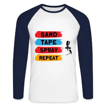 Vehicle Painters Grinding Adhesive Tape Spraying Wied - Unisex Long Sleeve Baseball T-Shirt - white/navy - Front - Nik (191cm)