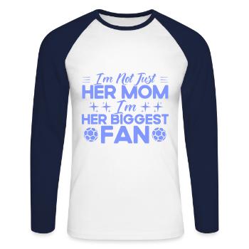 Sportfan Fußball Fußball Mama Geschenk - Unisex Baseballshirt langarm - Weiß/Navy - Vorne - Nik (191cm)