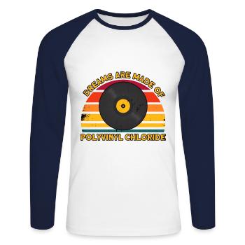 Vinyl Record Record Collection Gift - Unisex Long Sleeve Baseball T-Shirt - white/navy - Front - Nik (191cm)