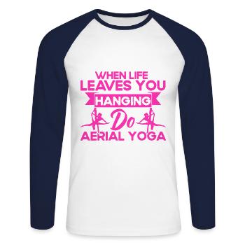 Aerial Acrobats Aerial Yoga Gymnasts Aerial Yoga - Unisex Long Sleeve Baseball T-Shirt - white/navy - Front - Nik (191cm)