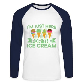 Je ne suis là que pour la crème glacée - T-shirt baseball manches longues Homme - blanc/marine - Devant - Nik (191cm)