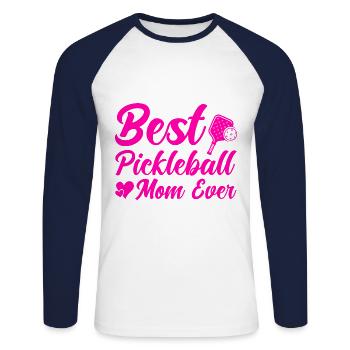 Pickleball Pickleball Jouer Paddleball Cadeau - T-shirt baseball manches longues Homme - blanc/marine - Devant - Nik (191cm)