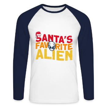 Der Lieblings-Alien vom Weihnachtsmann Alien Gesch - Unisex Baseballshirt langarm - Weiß/Navy - Vorne - Nik (191cm)