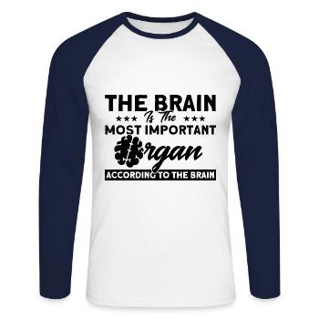 Neurobiologie Neuroscientifique Cadeau - T-shirt baseball manches longues Homme - blanc/marine - Devant - Nik (191cm)
