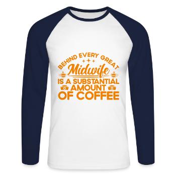 Obstétricien Doula Sage-femme Cadeau - T-shirt baseball manches longues Homme - blanc/marine - Devant - Nik (191cm)