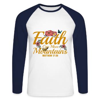 Christian Bible Verse Religious Gift - Unisex Long Sleeve Baseball T-Shirt - white/navy - Front - Nik (191cm)