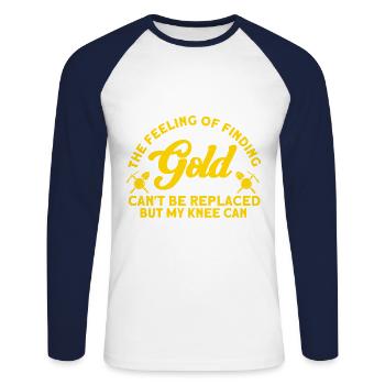 Gold Panner Gold Miner Gold Digger Gift - Unisex Long Sleeve Baseball T-Shirt - white/navy - Front - Nik (191cm)