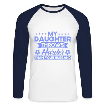 Tochter Sportfan Mutter Geschenk - Unisex Baseballshirt langarm - Weiß/Navy - Vorne - Nik (191cm)