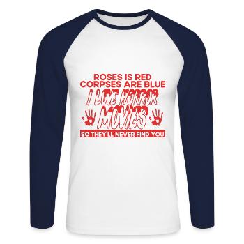 Horror Movie Spooky Movies Slasher Movie Gift - Unisex Long Sleeve Baseball T-Shirt - white/navy - Front - Nik (191cm)
