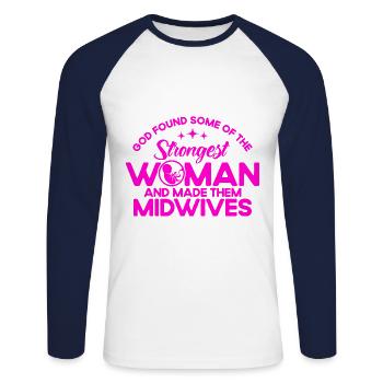 Obstetrician Midwife LD Work Gift - Unisex Long Sleeve Baseball T-Shirt - white/navy - Front - Nik (191cm)