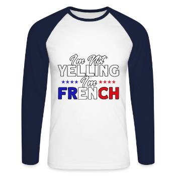 French Flag French Roots Gift - Unisex Long Sleeve Baseball T-Shirt - white/navy - Front - Nik (191cm)