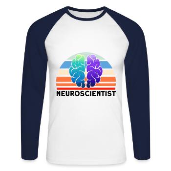 Neurobiologie Neuroscientifique Cadeau - T-shirt baseball manches longues Homme - blanc/marine - Devant - Nik (191cm)