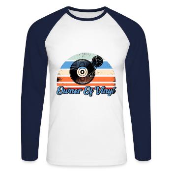Vinyl Record Collection Record Gift - Unisex Long Sleeve Baseball T-Shirt - white/navy - Front - Nik (191cm)