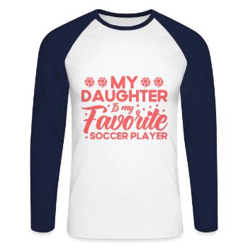Football Mama Mère Fille Cadeau - T-shirt baseball manches longues Homme - blanc/marine - Devant - Nik (191cm)