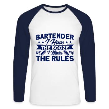 Kellner Service Barkeeper Geschenk - Unisex Baseballshirt langarm - Weiß/Navy - Vorne - Nik (191cm)