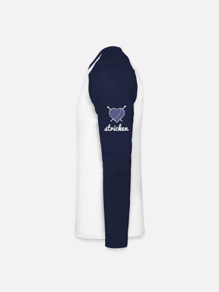 im STRICKrausch - Unisex Baseballshirt langarm - Weiß/Navy