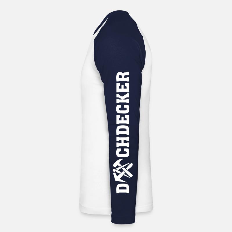 Dachdecker Zunftzeichen - Unisex Baseballshirt langarm - Weiß/Navy