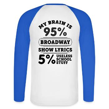 Theater - Unisex Baseballshirt langarm - Weiß/Royalblau - Hinten - Nik (191cm)