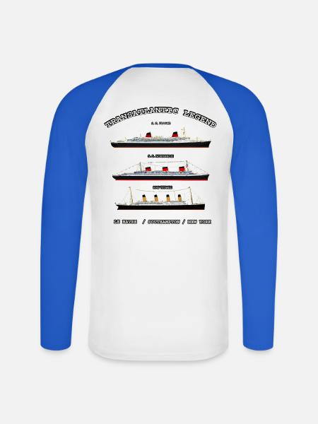 TRANSATLANTIC LEGEND Louis RUNEMBERG © Adagp - T-shirt baseball manches longues Homme - blanc/bleu royal