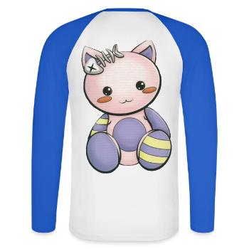 Manga - Unisex Long Sleeve Baseball T-Shirt - white/royal blue - Back - Nik (191cm)