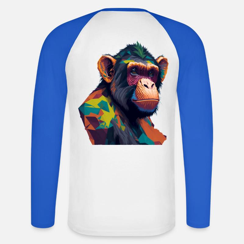 Scimpanzé - Maglia da baseball a manica lunga da uomo - bianco/blu royal