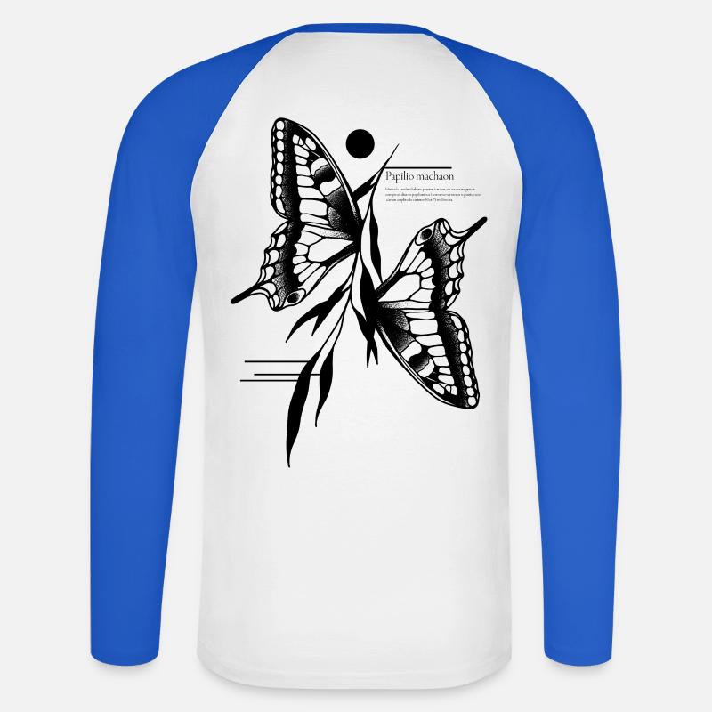 Schwalbenschwanz Schmetterling - Unisex Baseballshirt langarm - Weiß/Royalblau