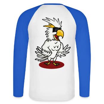 kakaroo - Unisex Long Sleeve Baseball T-Shirt - white/royal blue - Back - Nik (191cm)