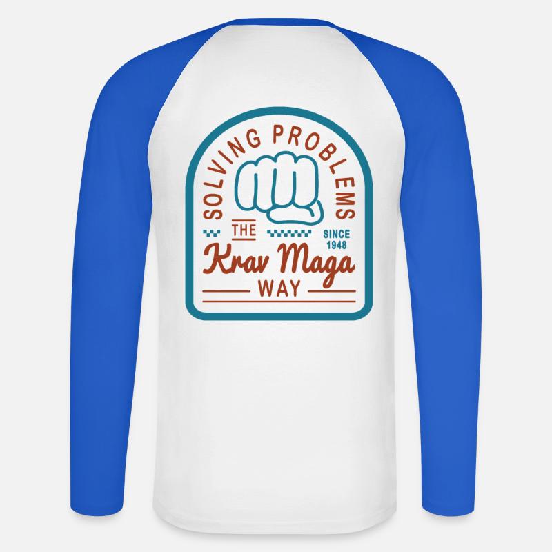 Solving problems the Krav Maga way - Unisex Long Sleeve Baseball T-Shirt - white/royal blue