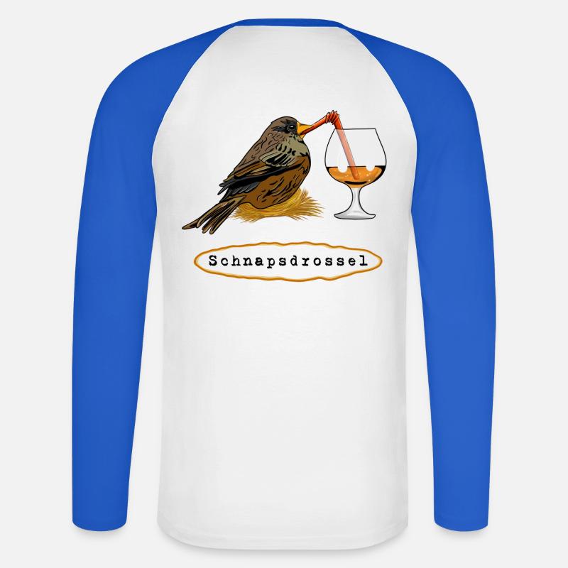 Stößchen! Schnapsdrossel - Unisex Baseballshirt langarm - Weiß/Royalblau