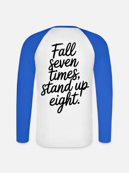 Never give up - Unisex Baseballshirt langarm - Weiß/Royalblau
