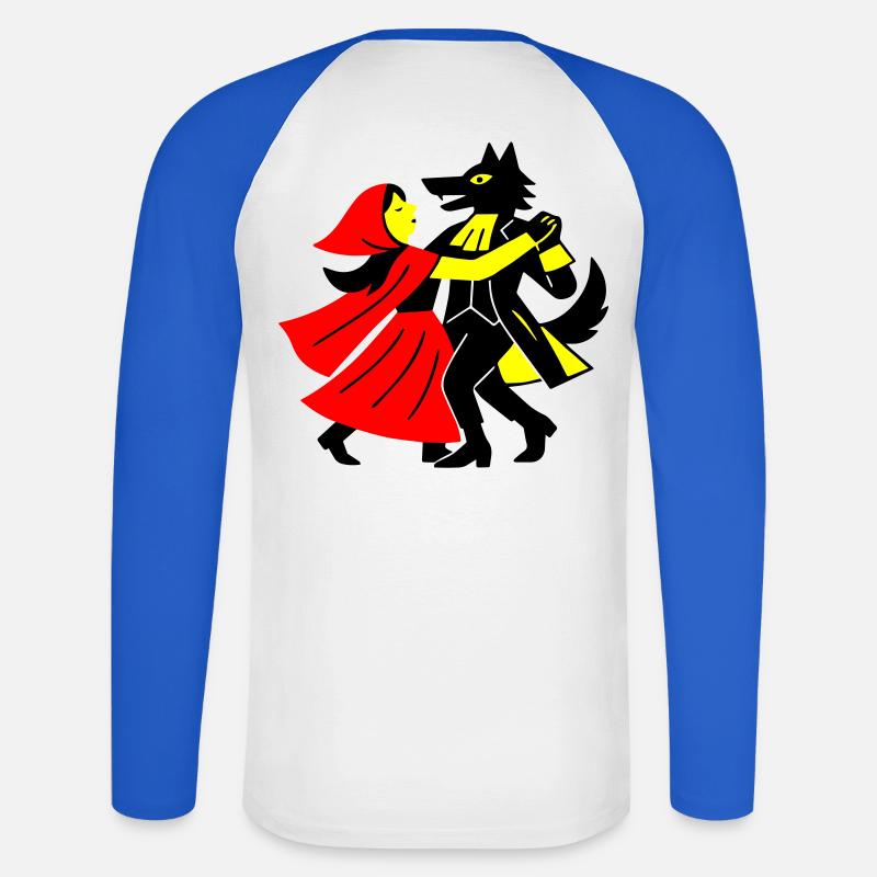 Walzer mit dem Wolf - Unisex Baseballshirt langarm - Weiß/Royalblau