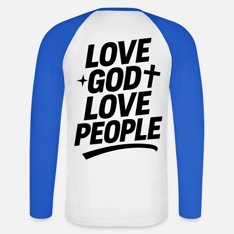 Liebe Gott und liebe Deinen Nächsten - Unisex Baseballshirt langarm - Weiß/Royalblau