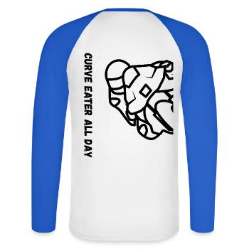 Chemise de moto - T-shirt baseball manches longues Homme - blanc/bleu royal - Dos - Nik (191cm)