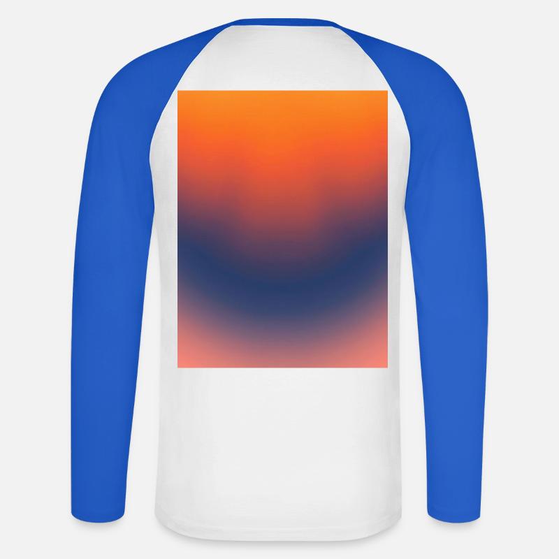Mitternachts-Glut-Gradient - Unisex Baseballshirt langarm - Weiß/Royalblau